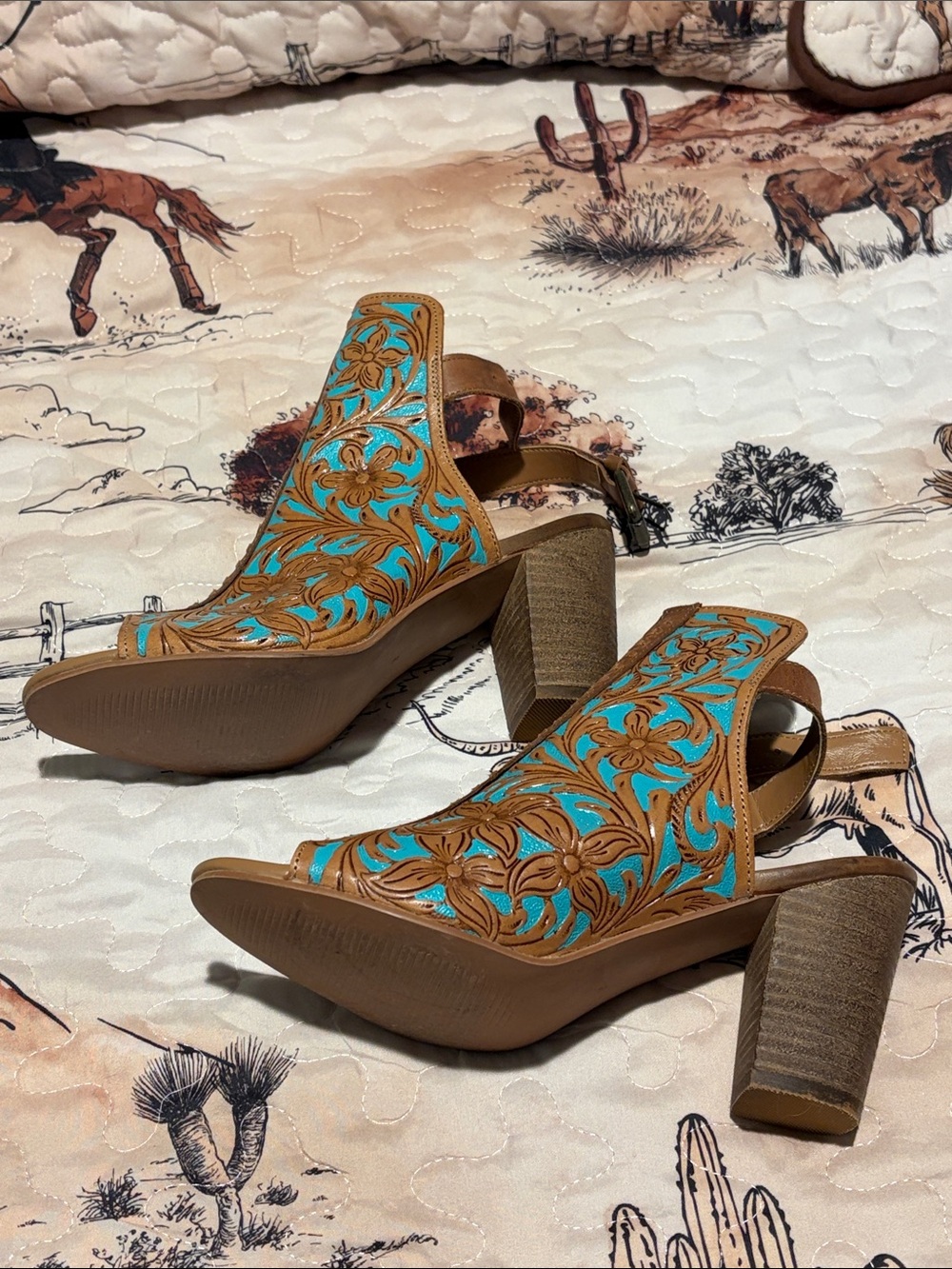 Myra Bag Darington Ranch Heels hand-tooled leather size 9 - Picture 6 of 10